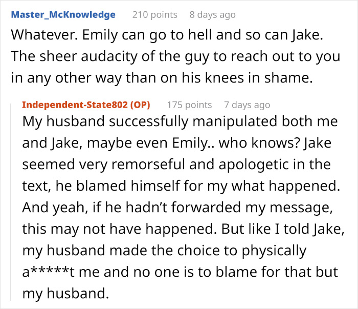 A Reddit comment about the husband's manipulation in a horrible miscommunication.