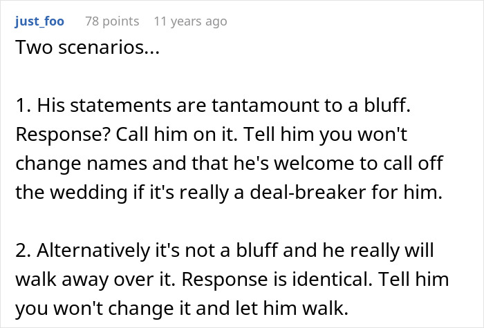 A hilariously awkward comment outlining scenarios for handling a wedding disagreement, showing people shared too much. A hilariously awkward comment outlining scenarios for handling a wedding disagreement, showing people shared too much.