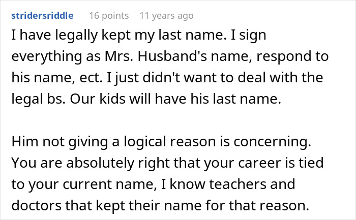 A hilariously awkward example of people sharing too much about keeping their last name after marriage. A hilariously awkward example of people sharing too much about keeping their last name after marriage.
