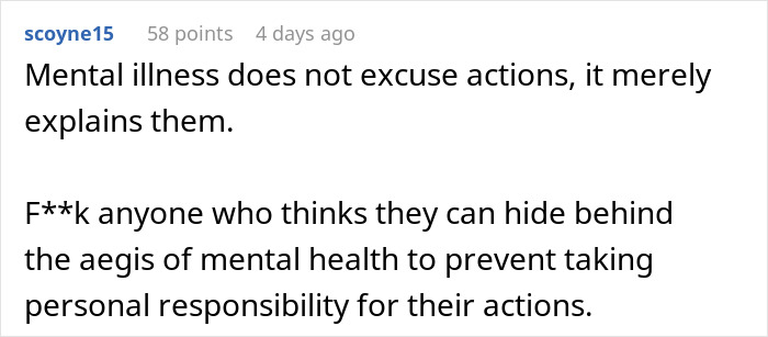 A screenshot of a comment from scoyne15 discussing a woman's roommate and destroyed home. A screenshot of a comment from scoyne15 discussing a woman's roommate and destroyed home.