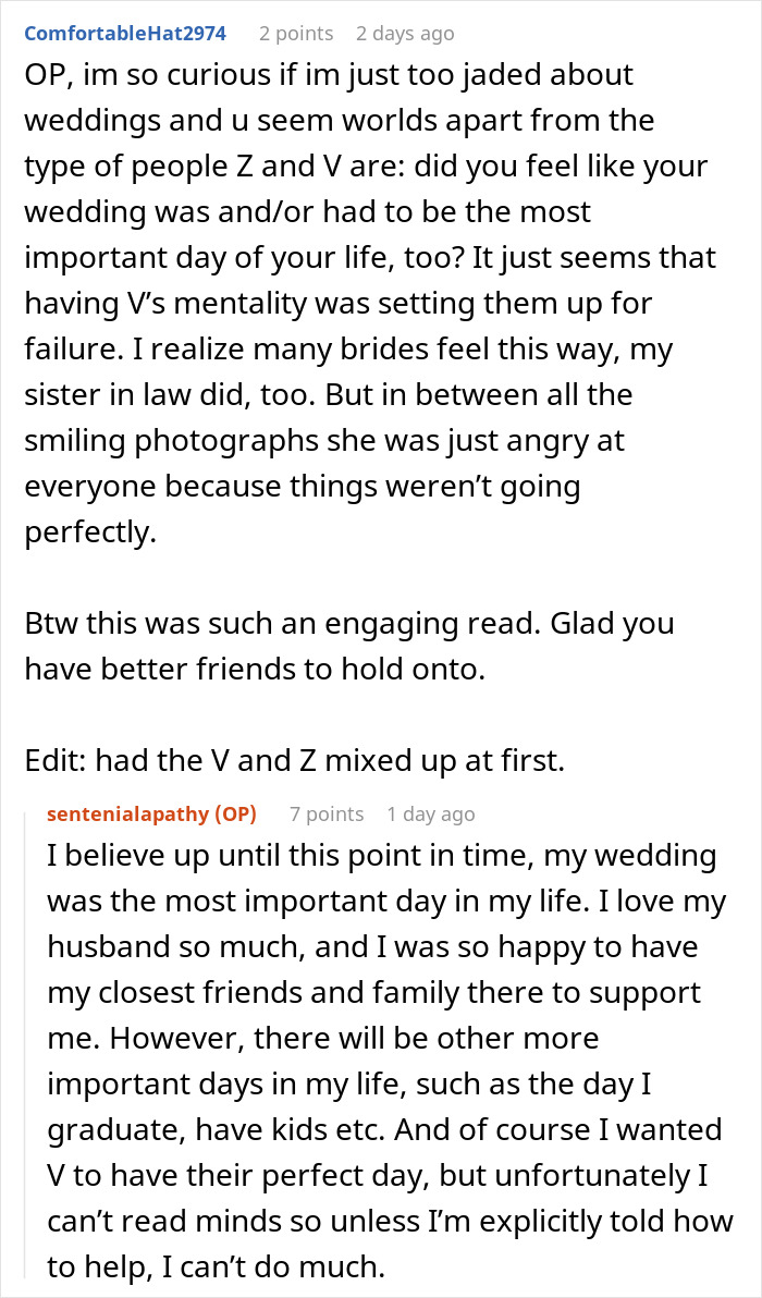A screenshot of a lengthy comment and reply about a bachelorette date dispute and friendship ends with hurtful messages. A screenshot of a lengthy comment and reply about a bachelorette date dispute and friendship ends with hurtful messages.