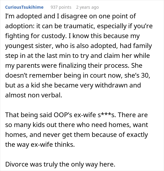A man questions marriage after his wife exposes shocking beliefs about trying to conceive and adoption.