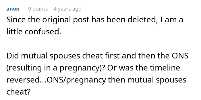 Confusion regarding the timeline of spouses sleeping together and pregnancy. Confusion regarding the timeline of spouses sleeping together and pregnancy.