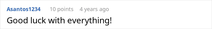 A simple comment saying good luck in response to spouses sleeping together. A simple comment saying good luck in response to spouses sleeping together.