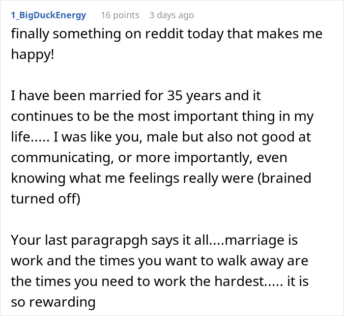 A screenshot of a Reddit comment discussing the father-daughter bond and marriage being work. A screenshot of a Reddit comment discussing the father-daughter bond and marriage being work.