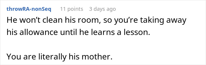 A social media comment comparing the woman's actions to a mother teaching her fiancé a cleaning lesson. A social media comment comparing the woman's actions to a mother teaching her fiancé a cleaning lesson.
