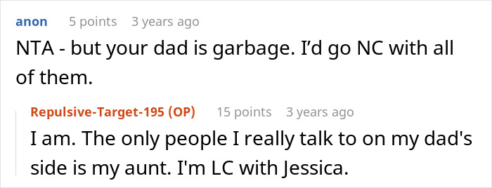 A snippet of an online conversation about a woman adopted by her stepmom and inheritance issues. A snippet of an online conversation about a woman adopted by her stepmom and inheritance issues.
