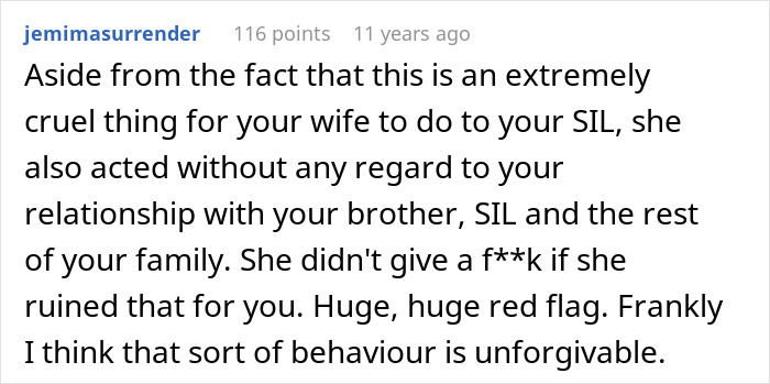 A screenshot of a Reddit comment regarding a wife's jealousy and its role in a deportation.