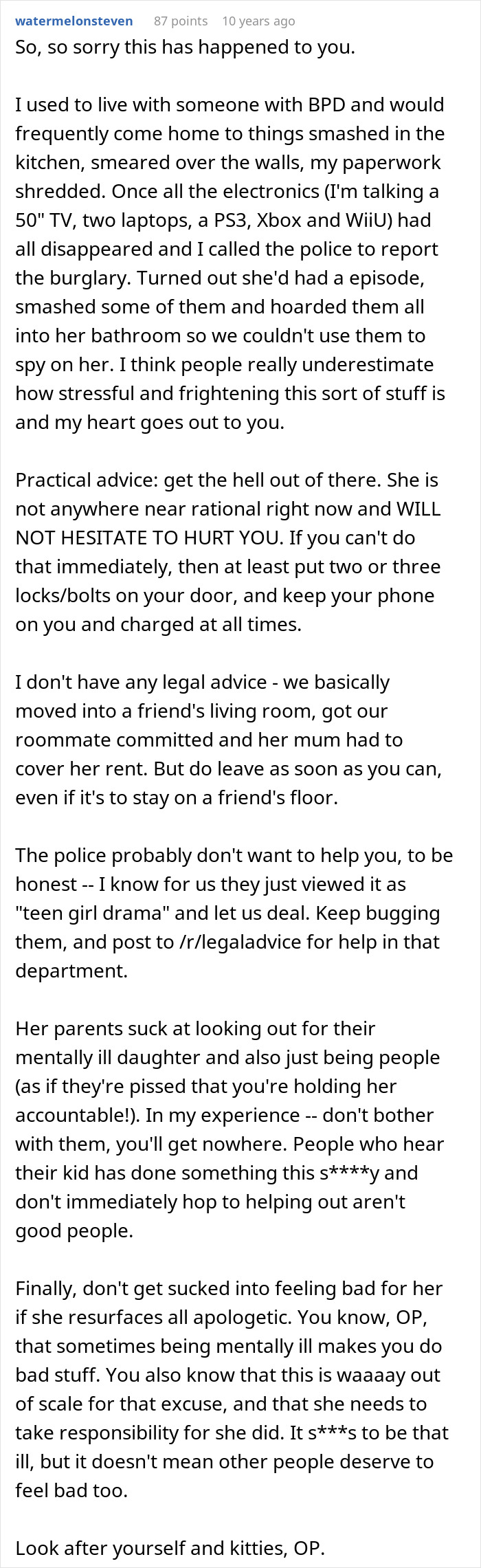 A lengthy comment details a similar experience of a roommate destroying a home and offers advice. A lengthy comment details a similar experience of a roommate destroying a home and offers advice.
