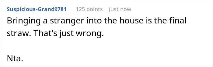 A Reddit comment stating that bringing a stranger into the brother's home was the final straw, leading to revoked membership. A Reddit comment stating that bringing a stranger into the brother's home was the final straw, leading to revoked membership.