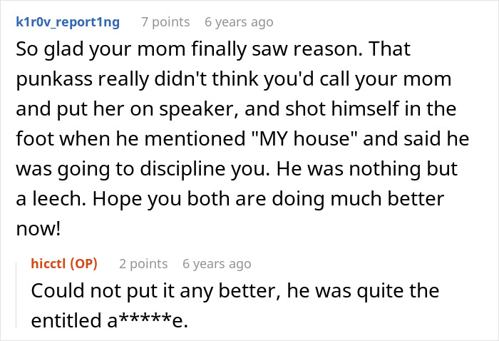 A comment about a mom realizing her new boyfriend's entitled rules for her son were wrong. A comment about a mom realizing her new boyfriend's entitled rules for her son were wrong.