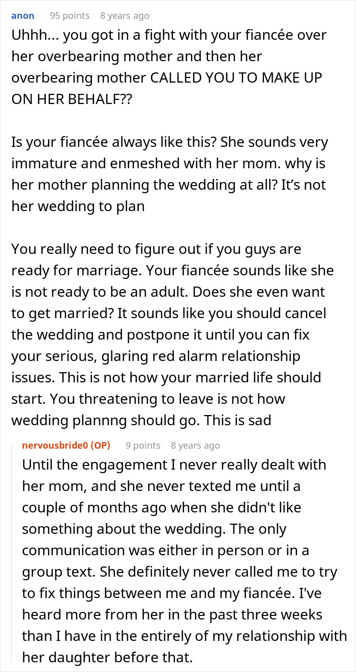 A frustrated bride shares concerns about her future MIL and fiancée taking over the wedding, needing advice. A frustrated bride shares concerns about her future MIL and fiancée taking over the wedding, needing advice.