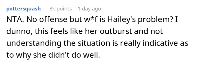A comment on a dad getting his kids internships, saying the daughter's outburst indicates why she didn't thrive. A comment on a dad getting his kids internships, saying the daughter's outburst indicates why she didn't thrive.