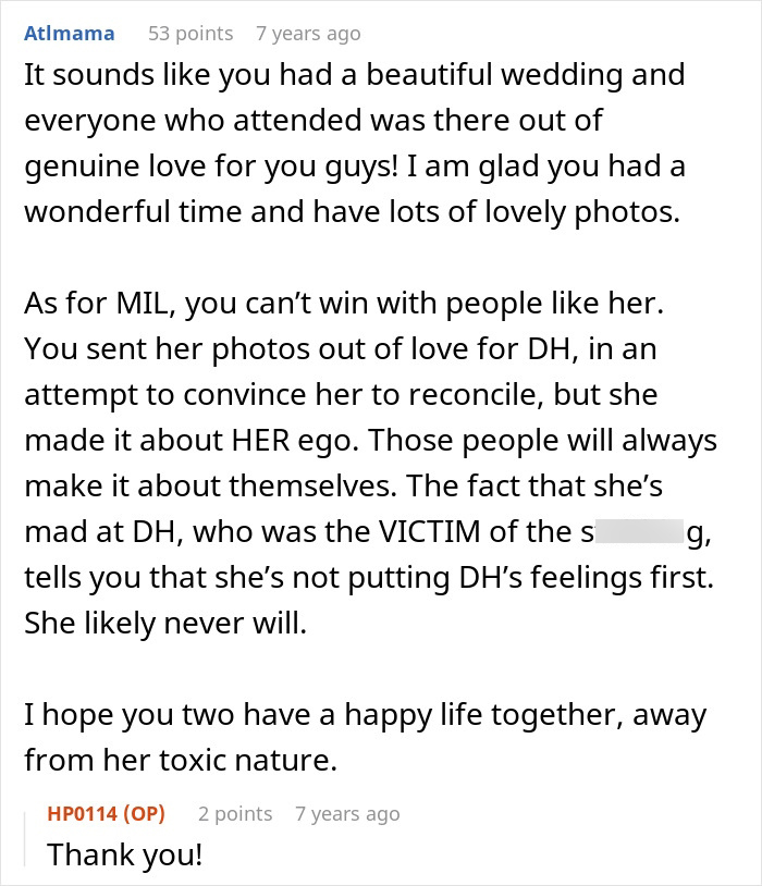 Woman Sends Her MIL Photos Of Their Wedding After She Skips The Event, Things Get Even More Bitter Woman Sends Her MIL Photos Of Their Wedding After She Skips The Event, Things Get Even More Bitter