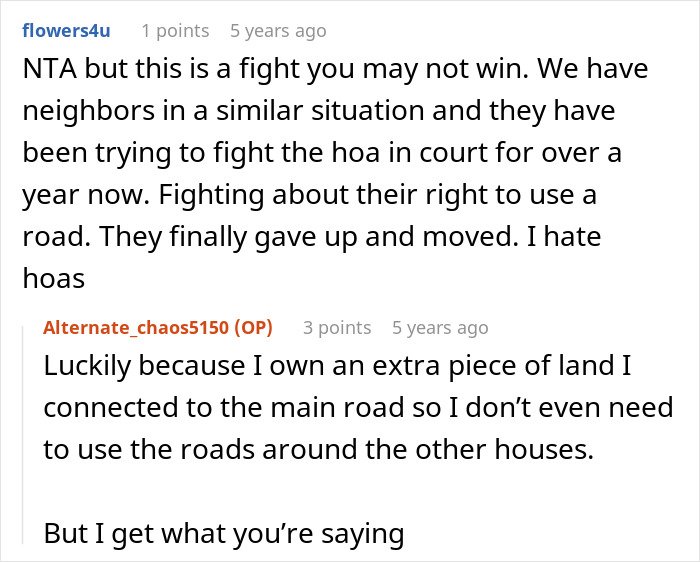 Online comments about a man owning home and land free of HOA rules and neighbor disputes. Online comments about a man owning home and land free of HOA rules and neighbor disputes.
