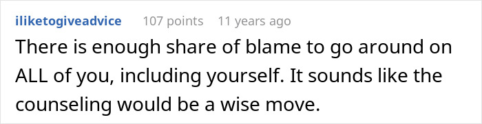 A comment about a wife's jealousy escalating to a secret police call ending in deportation, suggesting counseling.