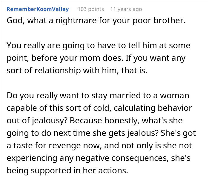 A Reddit comment discussing a wife's jealousy leading to a secret police call and deportation, questioning the marriage.