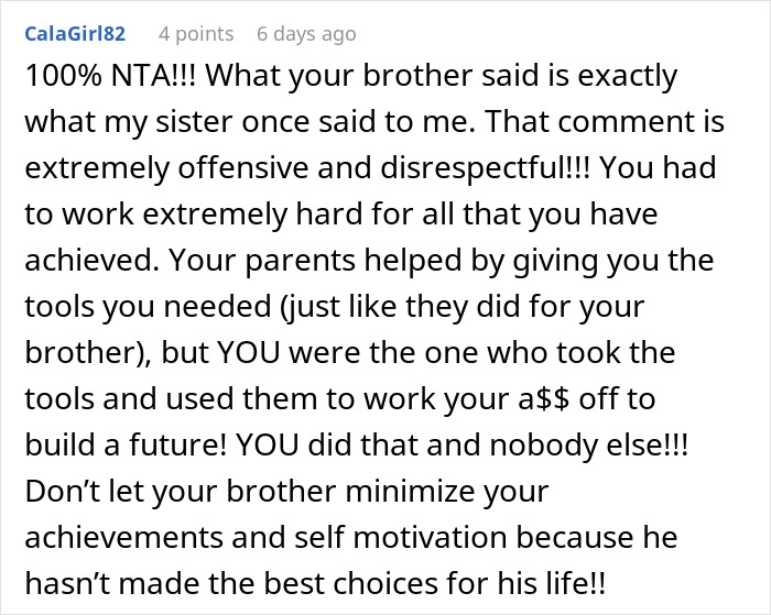 Woman Gives Brother A Harsh Reality Check After His Insane Take On Her Life