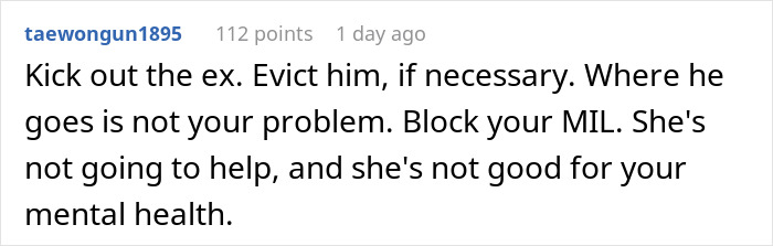 Entitled MIL Refuses To Take In Her Drunk Son, Blames His Ex-Wife For Finally Quitting The Role Entitled MIL Refuses To Take In Her Drunk Son, Blames His Ex-Wife For Finally Quitting The Role