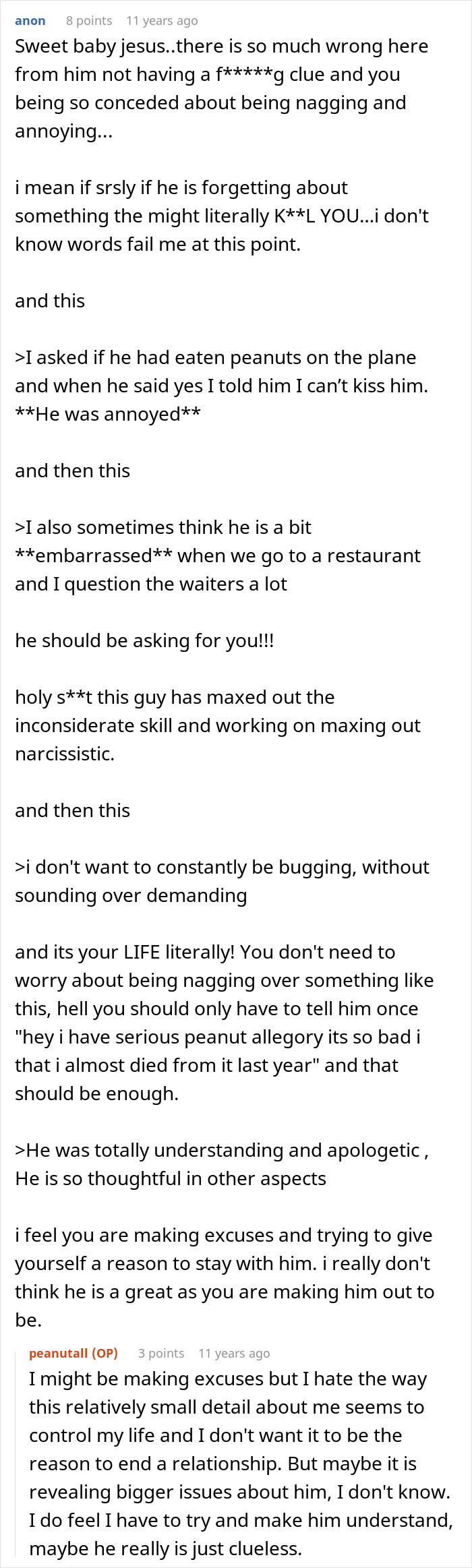 A woman is wondering how many reminders her boyfriend needs about her allergy after he keeps forgetting. A woman is wondering how many reminders her boyfriend needs about her allergy after he keeps forgetting.