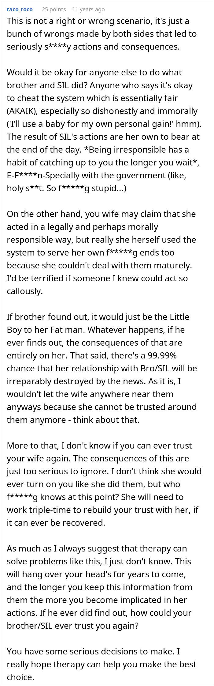 A screenshot of a lengthy Reddit comment about a wife's jealousy, a secret police call, and the resulting deportation.