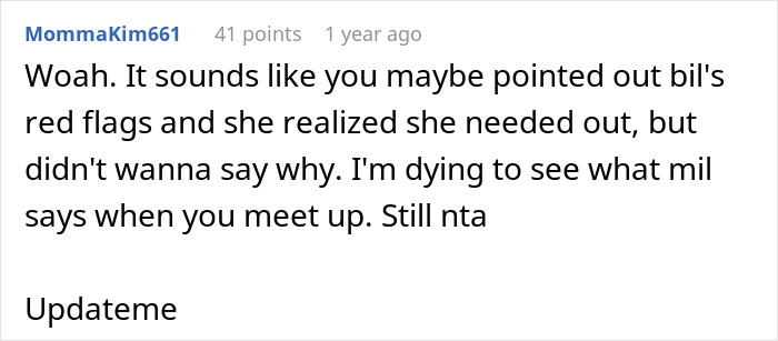 A screenshot of a Reddit comment about a wedding dispute, noting red flags in a family relationship. A screenshot of a Reddit comment about a wedding dispute, noting red flags in a family relationship.