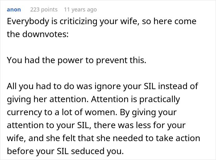 A comment on a wife's jealousy, criticizing attention given to SIL, and taking action.