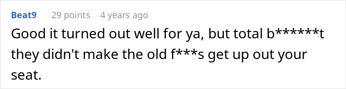 A comment saying it turned out well, but that the elderly passengers should have been made to get up from the plane seats. A comment saying it turned out well, but that the elderly passengers should have been made to get up from the plane seats.