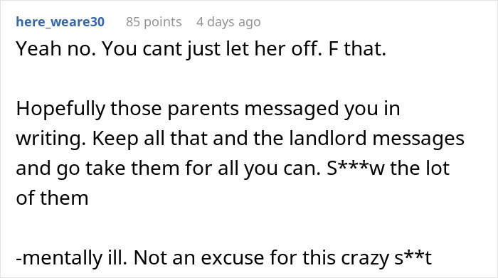 A screenshot of a comment advising the woman whose home was destroyed to pursue legal action. A screenshot of a comment advising the woman whose home was destroyed to pursue legal action.