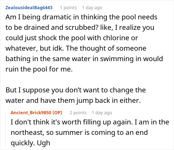 A comment about draining and scrubbing a pool used by the squatter turning empty property into a filthy nightmare. A comment about draining and scrubbing a pool used by the squatter turning empty property into a filthy nightmare.