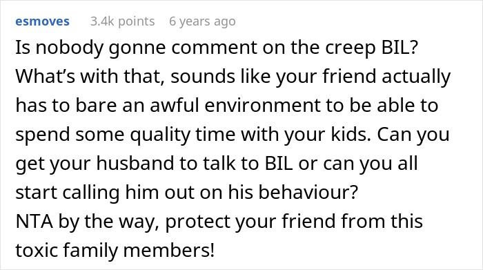 A comment about a woman bringing her best friend on a family vacation, and in-laws throwing a tantrum. A comment about a woman bringing her best friend on a family vacation, and in-laws throwing a tantrum.