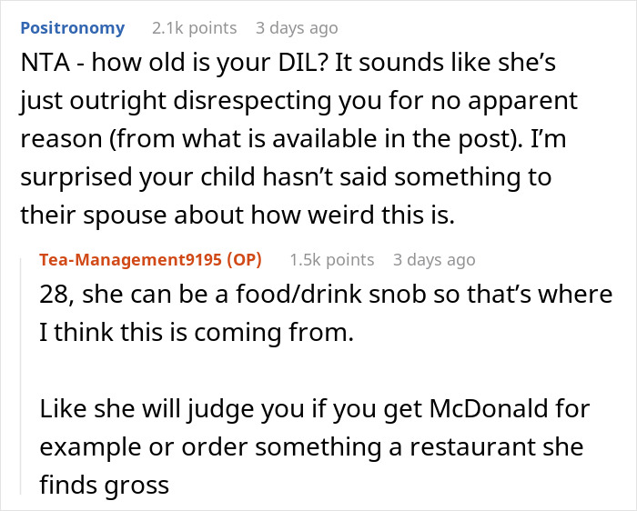Reddit comment: DIL is disrespecting you for no apparent reason, MIL matches DILs coffee order.