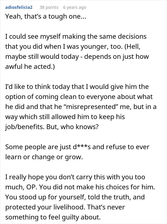 Screenshot of a comment on Reddit about a workplace bully who steals credit and gets caught by a secret recording. Screenshot of a comment on Reddit about a workplace bully who steals credit and gets caught by a secret recording.