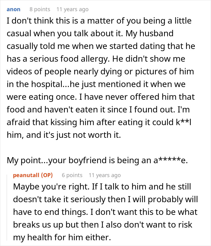 A woman is wondering how many reminders her boyfriend needs about her allergy after he keeps forgetting. A woman is wondering how many reminders her boyfriend needs about her allergy after he keeps forgetting.