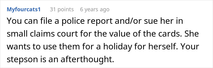 Grandma accused of stealing gifts from stepson, showing her true colors.