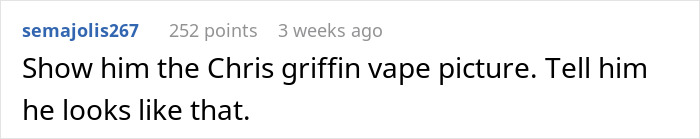A parent asking the internet about a weird object in son's room and realizing a serious talk is needed about vaping.
