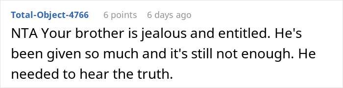 Woman Gives Brother A Harsh Reality Check After His Insane Take On Her Life