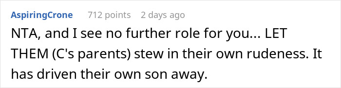 A comment on a screen about parents denying pool access to their son's brother who helped pay for it. A comment on a screen about parents denying pool access to their son's brother who helped pay for it.