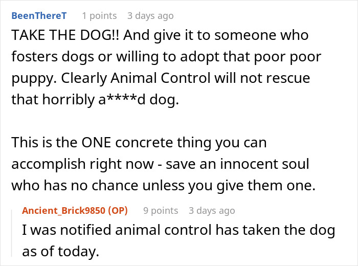 Comments on animal control rescuing a dog from a squatter's property. Comments on animal control rescuing a dog from a squatter's property.