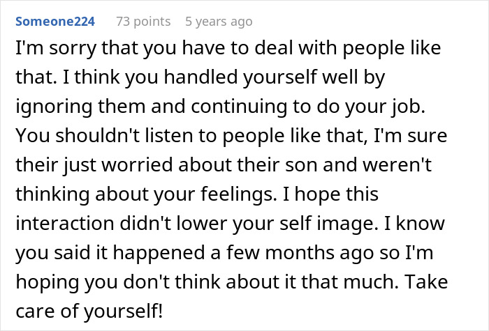 A supportive comment for a medical worker dealing with a mom's mistake about a prosthetic ear as a Halloween costume. A supportive comment for a medical worker dealing with a mom's mistake about a prosthetic ear as a Halloween costume.