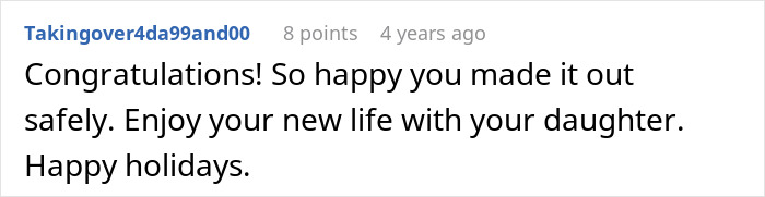A congratulatory comment for a woman who adopts sister's baby, wishing her and daughter a happy new life. A congratulatory comment for a woman who adopts sister's baby, wishing her and daughter a happy new life.