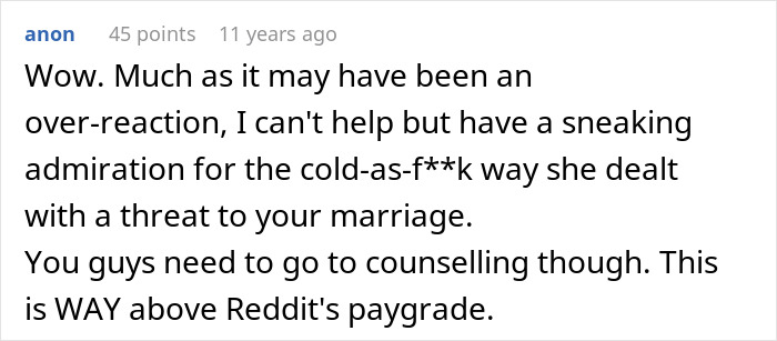 A Reddit comment expressing mixed feelings about the wife's reaction leading to the deportation.