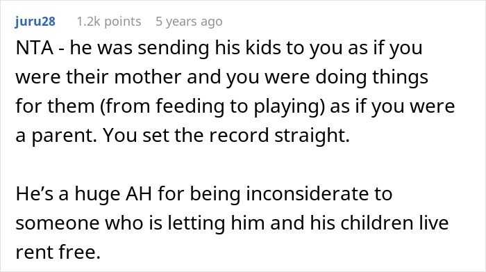 A screenshot of a Reddit comment stating that the grieving guy brother-in-law was sending his kids to her as if she were their mother. A screenshot of a Reddit comment stating that the grieving guy brother-in-law was sending his kids to her as if she were their mother.