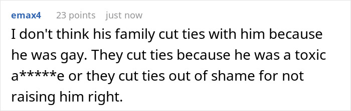 32YO Thinks That Being Gay Is His License To Be Rude To Bro's In-Laws, Gets Snubbed By 17YO Cousin 32YO Thinks That Being Gay Is His License To Be Rude To Bro's In-Laws, Gets Snubbed By 17YO Cousin