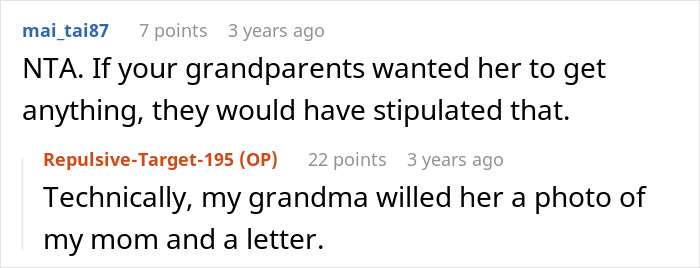 A comment about grandparents' wishes regarding a woman adopted by her stepmom and her brother's inheritance. A comment about grandparents' wishes regarding a woman adopted by her stepmom and her brother's inheritance.