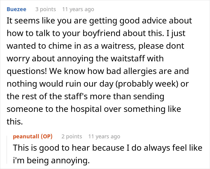 A woman is wondering how many reminders her boyfriend needs about her allergy after he keeps forgetting. A woman is wondering how many reminders her boyfriend needs about her allergy after he keeps forgetting.