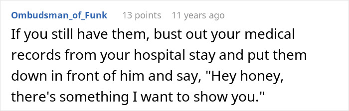 Screenshot of a comment suggesting she show her boyfriend medical records to remind him of her allergy. Screenshot of a comment suggesting she show her boyfriend medical records to remind him of her allergy.