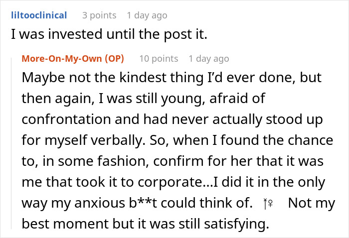A Reddit comment from OP explaining how they confirmed to the manager that they reported the theft. A Reddit comment from OP explaining how they confirmed to the manager that they reported the theft.
