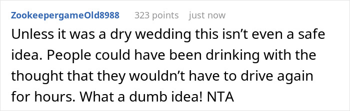 A comment emphasizing the safety concerns for guests at a 4-venue LA wedding.