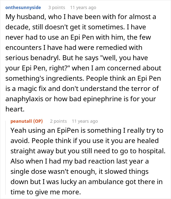 A comment about a husband still forgetting allergy despite an EpiPen, and the dangers of anaphylaxis. A comment about a husband still forgetting allergy despite an EpiPen, and the dangers of anaphylaxis.